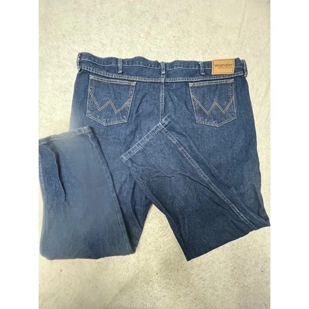 Wrangler‎ Rugged Wear Mens Relaxed Fit Straight Leg Dark Wash Jeans 48x30